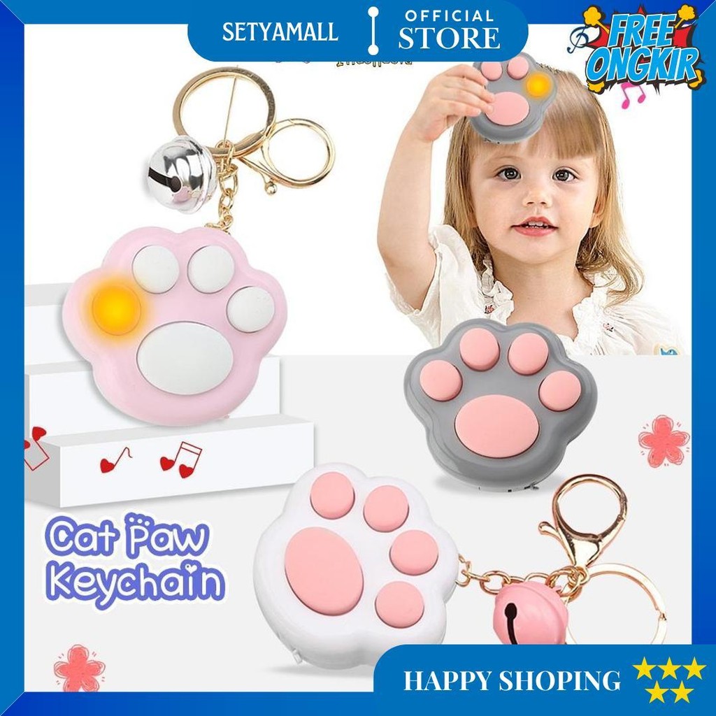Bevavar Gantungan Kunci Lucu Model Kaki Kucing Mini Fidget Musik Toy Lovely Funny Cat Paw Push Fidge