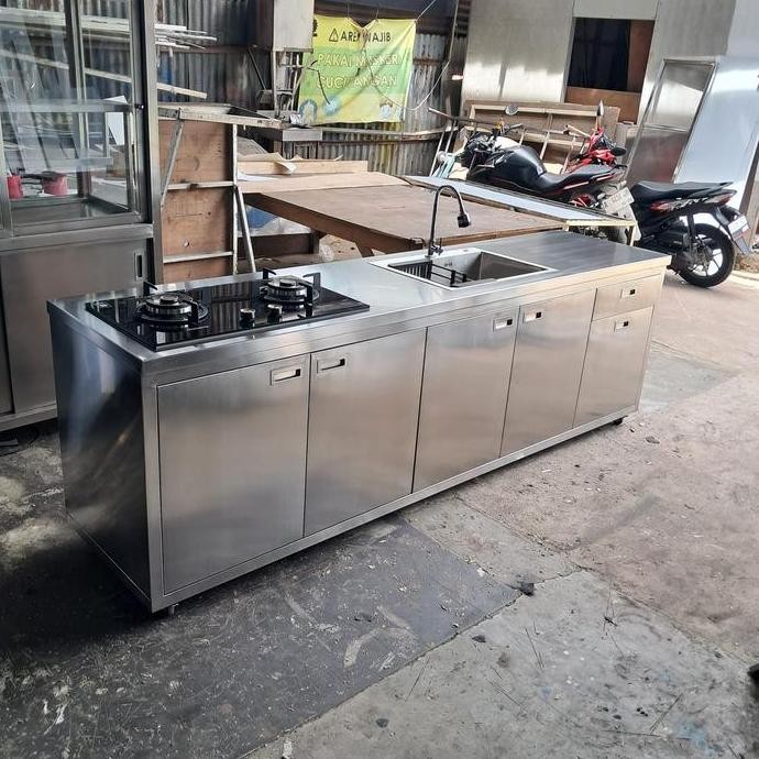 

Terlaris Meja Kompor Dan Cuci Piring Kabinet Stainless Ukrn 60X82X250Cm