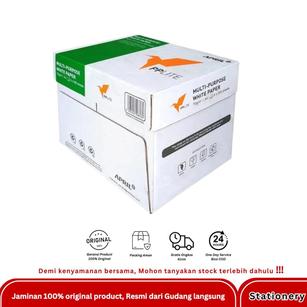 

Sale! Kertas Hvs Pp Lite A4/F4 70-75Gr 1 Box - Isi 5 Rim Kertas Fotocopy