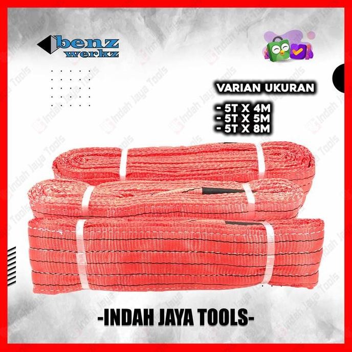 

Terlaris Benz Webbing Sling Belt 5 Ton Merah - Tali Angkat Double Ply