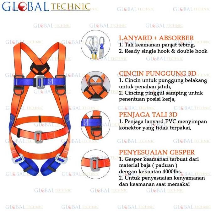 

Terlaris Safety Body Harness Climbing Double Big Hook / Sabuk Pengaman