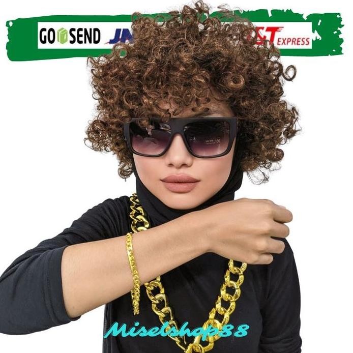 new  paket kostum hiphop wig kacamata kalung gelang cosplay elvis halloween