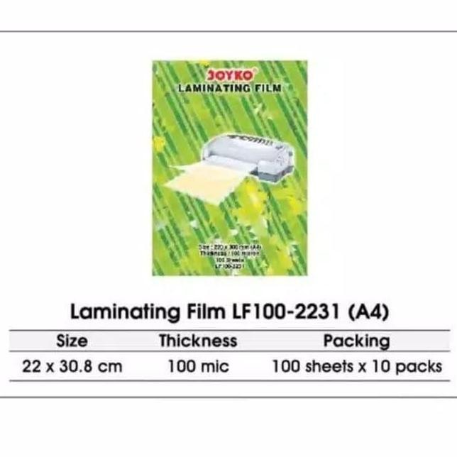 

ready !!! plastik plastic laminating joyko a4 100 micron laminasi panas
