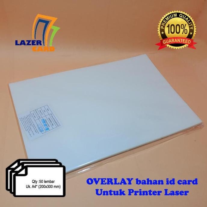 

ready !!! BAHAN PVC ID CARD 50 lembar - Overlay (UNTUK LASER PRINTER)