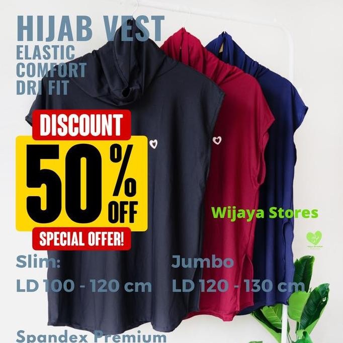 Hijab Vest Sport Instan LD 100 s/d 130 cm Bahan Spandeks Premium Nyaman Elastis dan Quick Dry Baju J