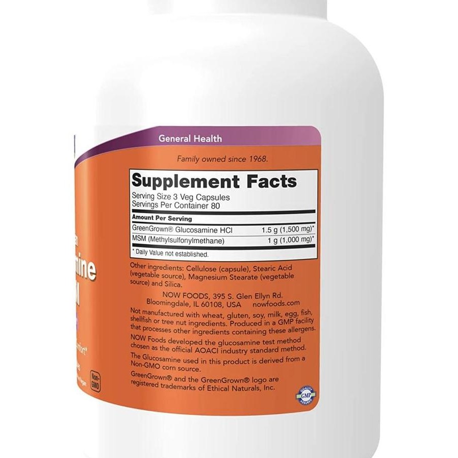Now Foods Vegetarian Glucosamine & Msm 120 Veg Capsules Joint Health