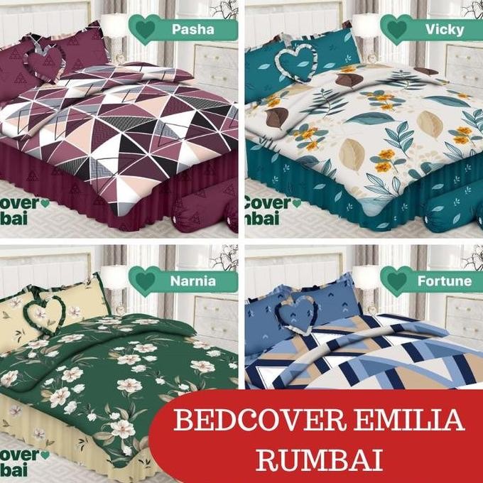 Promo Rc Bedcover Bonita Emilia Rumbai Set Motif Minimalis Bunga Bantal King Terlaris