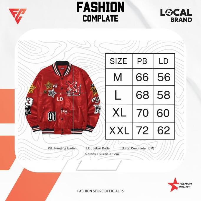 Murah Jaket Varsity Pria Wanita Kulit Sintetis Jacket Cowok Cewek Baseball Full Bordir Premium