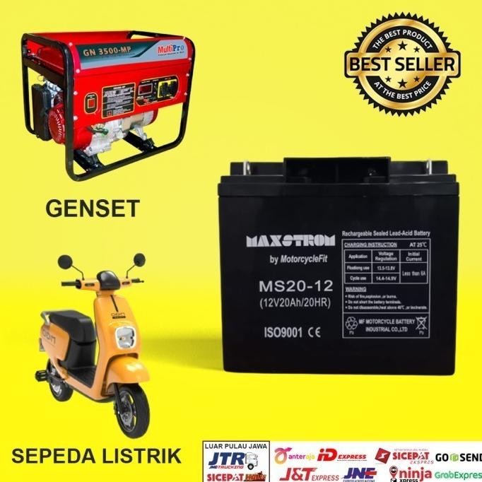 

Terlaris Aki Genset 12V 20Ah Aki Vrla Maxstrom Ms20-12 Berkualitas