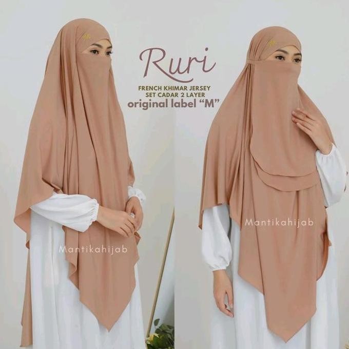 RURI FRENCH KHIMAR JERSEY SET CADAR DUA LAYER FK JUMBO BY MANTIKAHIJAB