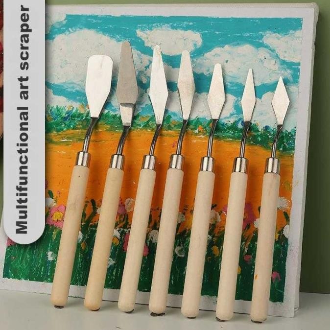 

ready Alat Melukis Pisau Palet Lukis Cat Akrilik Painting Scraper Knife 7PCS