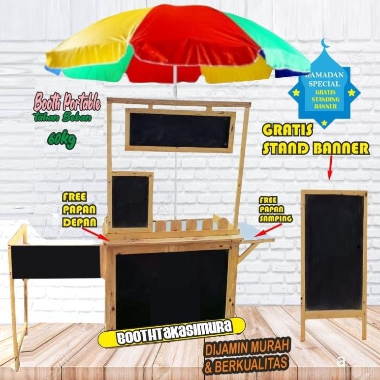xenn booth portable/booth portable lipat/booth portable kayu/event desk/meja lipat/gerobak lipat