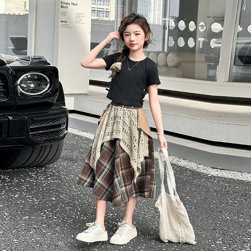 Gaun Set Tidak Teratur Gaya Mori Gadis yang Chic Gaun Midi Trendy