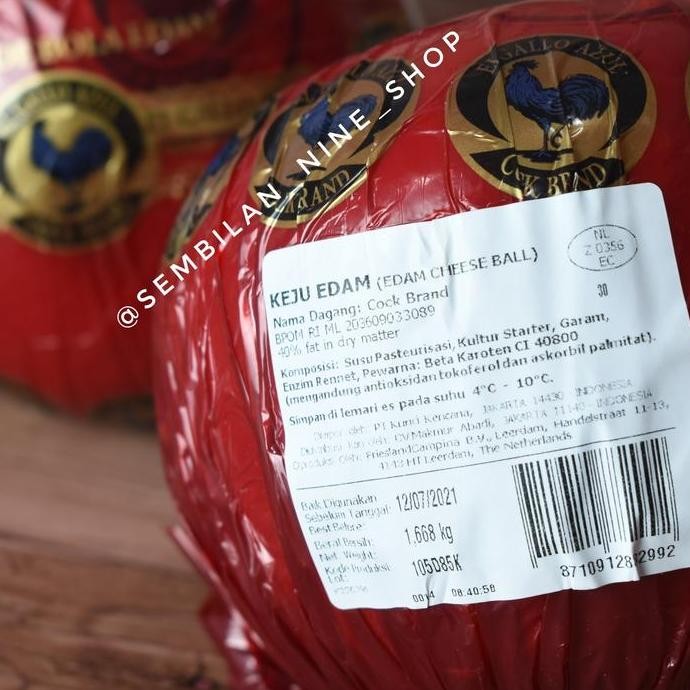 

Grosir Keju Bola Edam Cheese Ball Ayam Emas Holland Cock Brand ( 1,6 Kg +/- ) Null