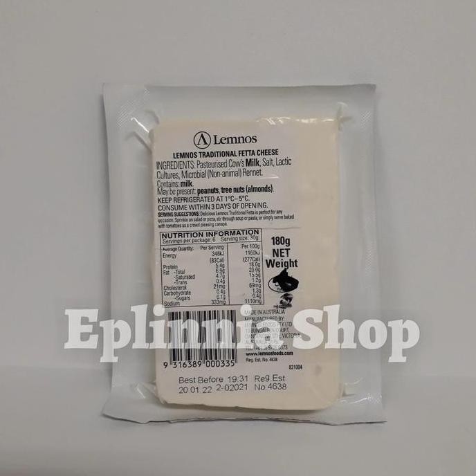 

Promo Keju Import Lemnos Feta Fetta Fettah Fetah Cheese Traditional 180Gr