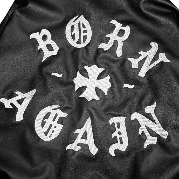 Miscast Leather Varsity Jaket Vintage Phantom Black Full Bordir kulit motor bahan polos jaket bomber