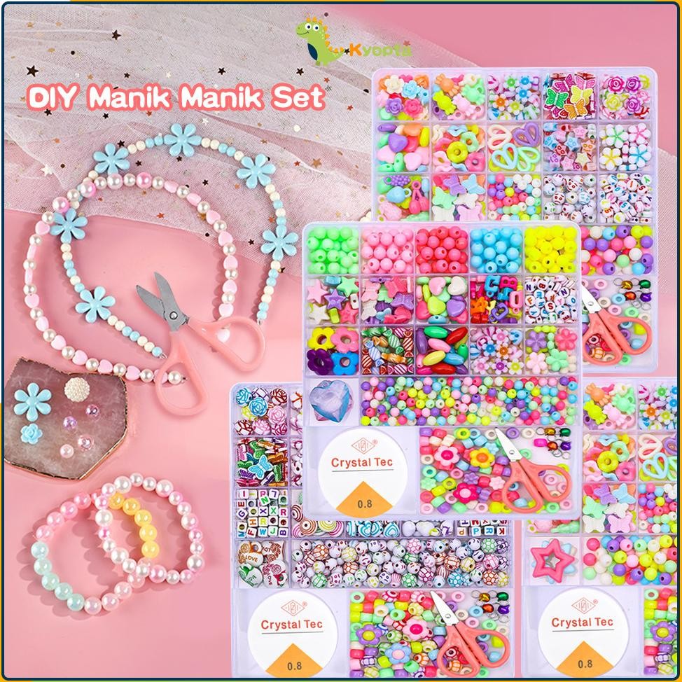 Kyopta Diy Manik Manik Gelang Set Kotak Dan Tali Mainan Edukasi Kreatifitas Anak Meroncegelang  Mani