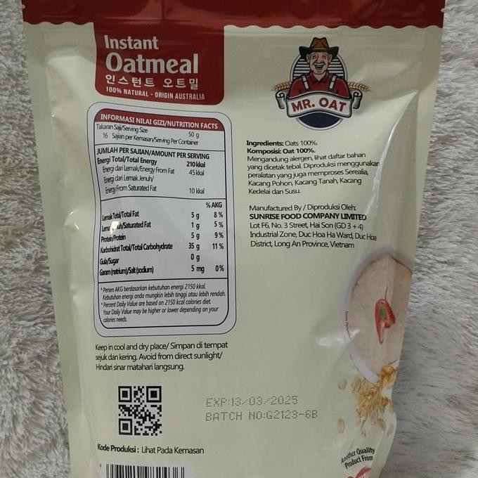 

Mr. Oat Instant Oatmeal/Rolled Oatmeal 800 Gr Terbaru