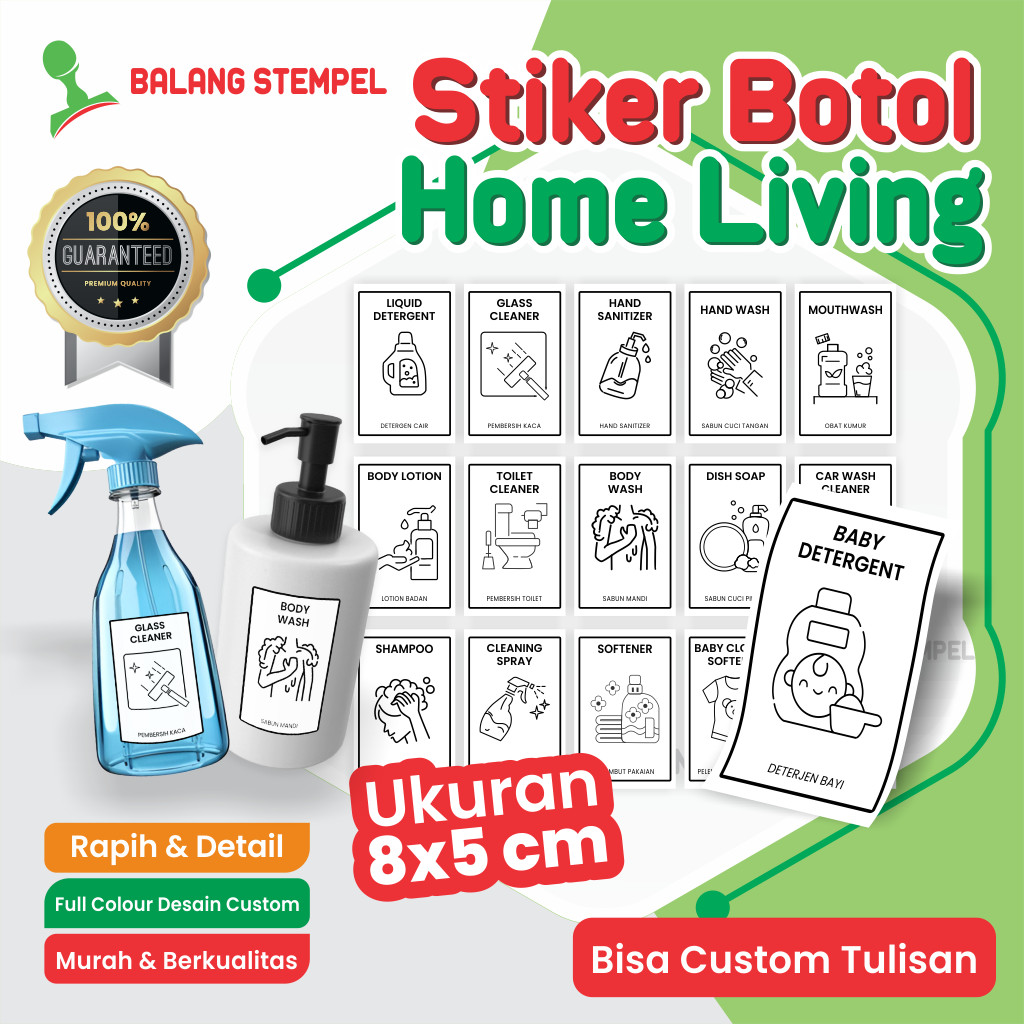 

Stiker Home Living Label Home Cleanser Bahan Vinyl ukuran 8x5 cm