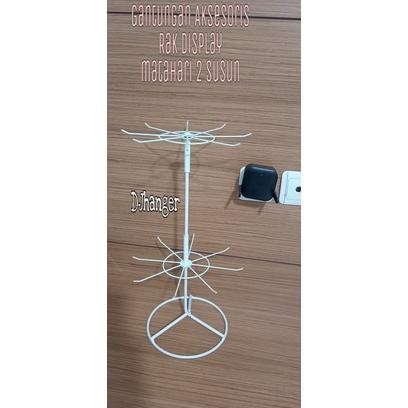 Produk Baru Rak Display Aksesoris Putar 2 Susun Model Matahari Gantungan Perhiasan & Bros