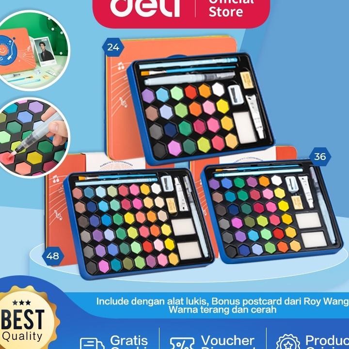

Set Cat Air Padat Warna Terang Deli Watercolor Painting 24 36 Colors