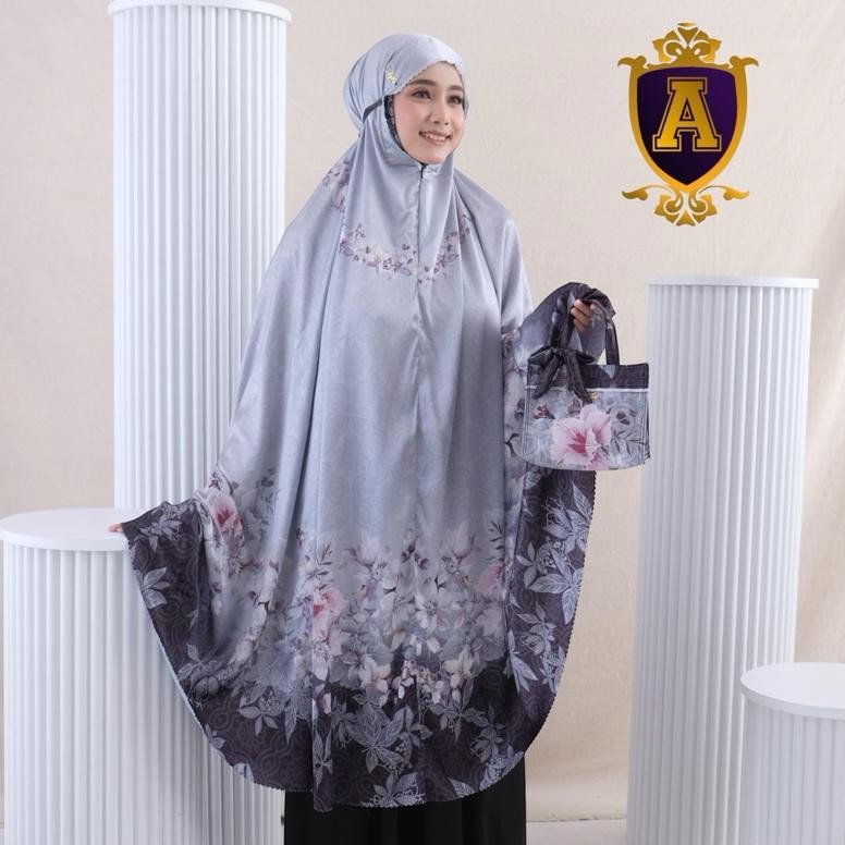 (GRATIS SAJADAH) MUKENA ARMANI SILK PREMIUM SUTRA MOTIF BUNGA TRAVELING 2 IN 1 DEWASA MEWAH AST
