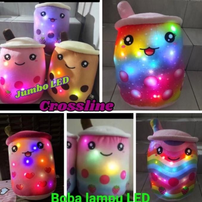 Boneka Boba LED Jumbo Brown sugar milk tea Strawberry