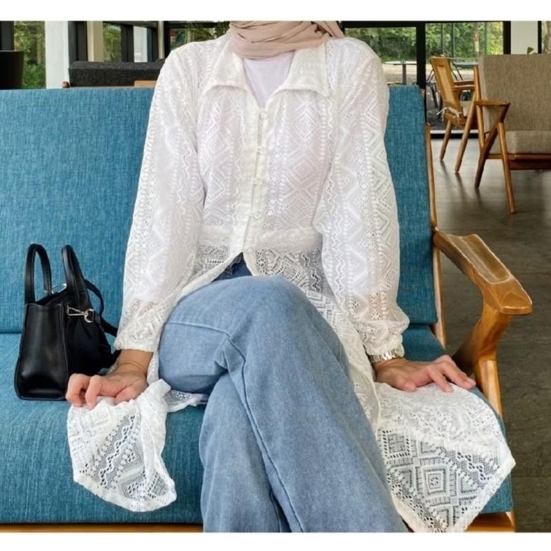 READY-OUTER BROKAT TUNIK KEMEJA BROKAT KANAYA CARDY PANJANG VEST BROKAT MUAT JUMBO AST