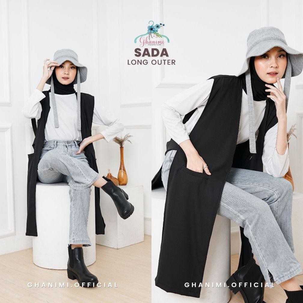 Ghanimi - Sada Long Vest / Outer Polos Panjang / Outer tali tanpa lengan / outer kondangan kekinian 
