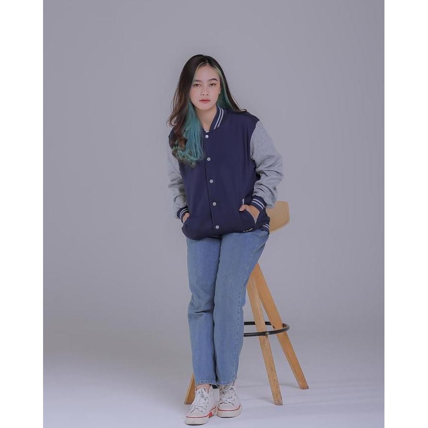 Jaket Polos Pria Wanita Premium Jacket Varsity Polos Original Mothbless (Best Quality)