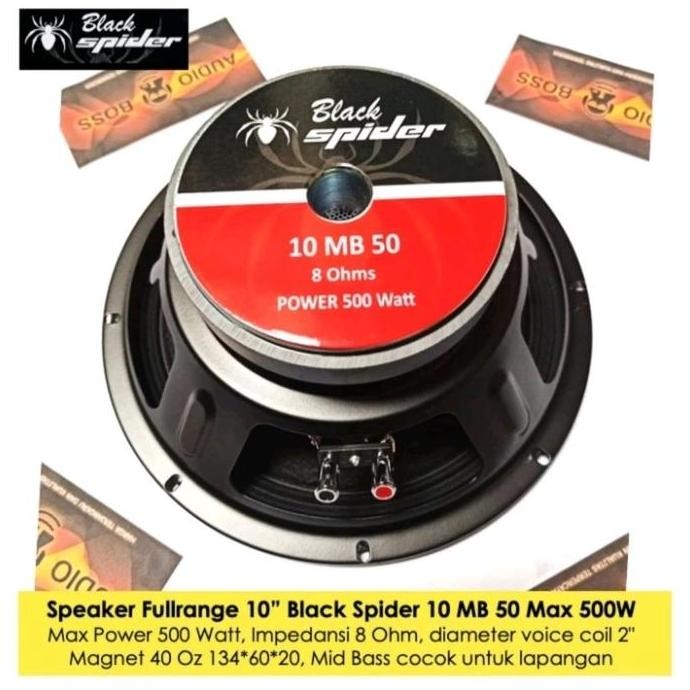 Speaker Fullrange 10 Inch Black Spider 10 MB 50 Mid Bass Pitdoor Lapangan
