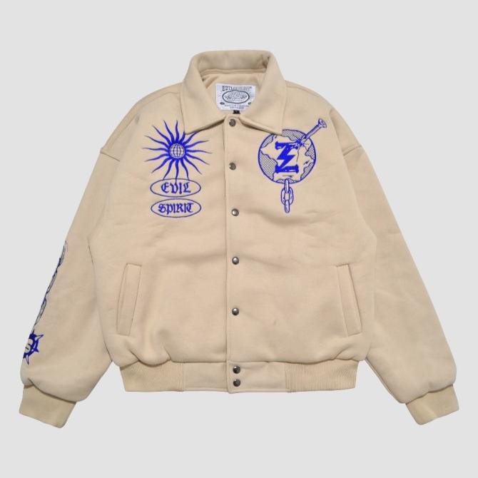Evilspirit Varsity Jacket - Hazel Cream Unisex (Best Quality)