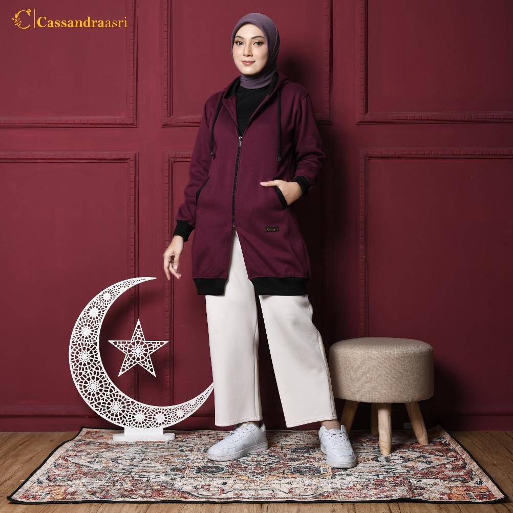 Cassandraasri - Zayra Jaket Muslimah - Jaket Panjang wanita Hijabers - Jaket Hijab Terlaris AST