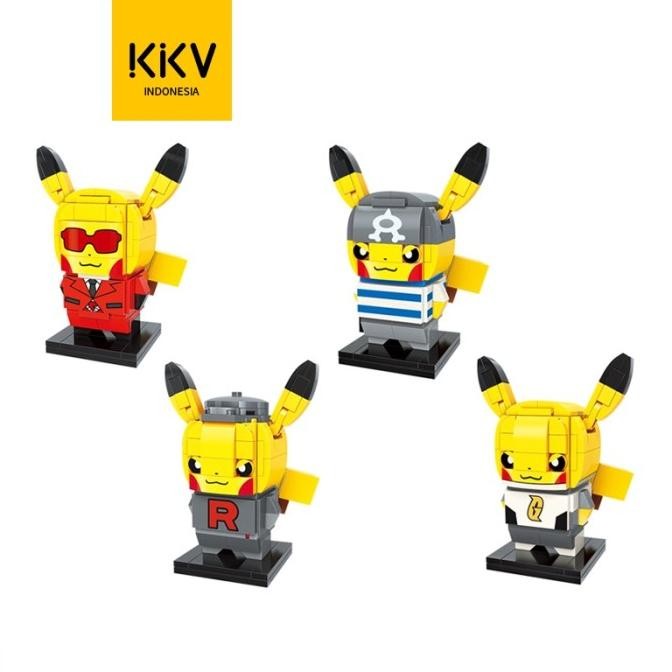 TERLARIS KKV - QMAN KEEPPLEY POKEMON BLOCK TOY, PIKACHU TEAM ROCKET / AQUA / GALACTIC / FLARE