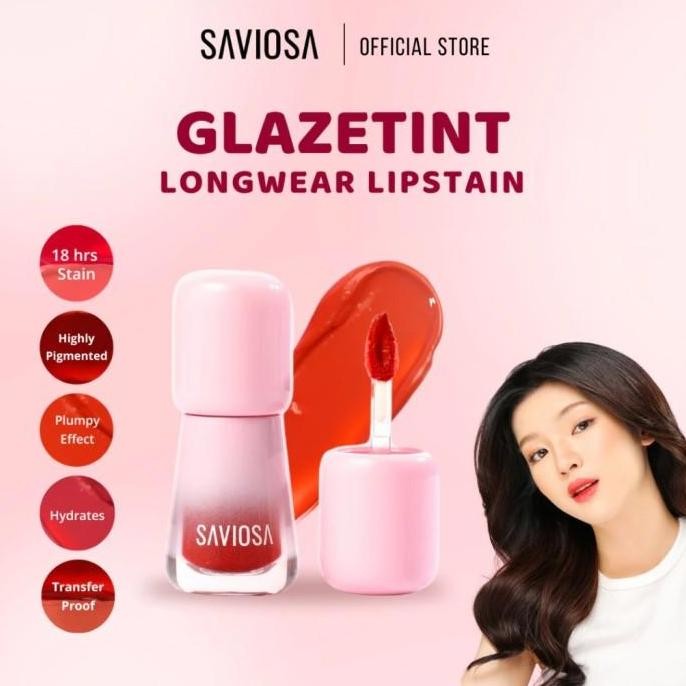 SAVIOSA Glazetint Longwear Lipstain Liptint Transferproof Lembab Glossy Pewarna Bibir Lipgloss