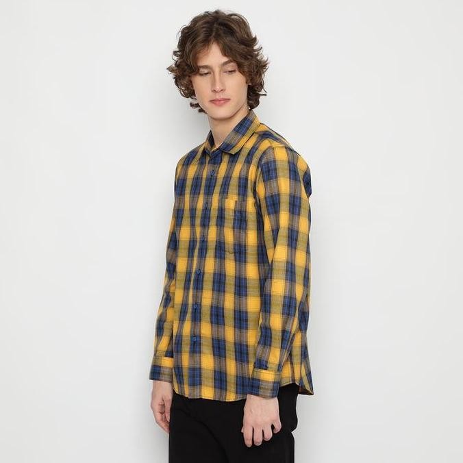 Platini Kemeja Flanel Pria Lengan Panjang Kuning 76353 ea