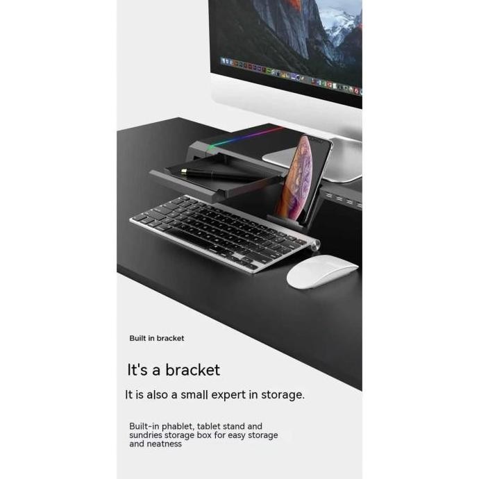 

Meja Stand Dudukan Monitor Komputer Desk Shelf Alas Tempat PC Computer RGB Obsidian + 4 USB Port Data Charger 3.0 2.0 Waterproof Anti Air