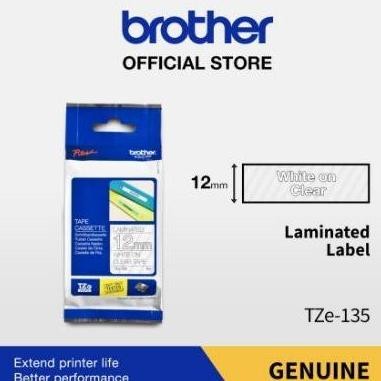 

Brother Label Tape TZE-135 12mmx8m White On Clear TZe135