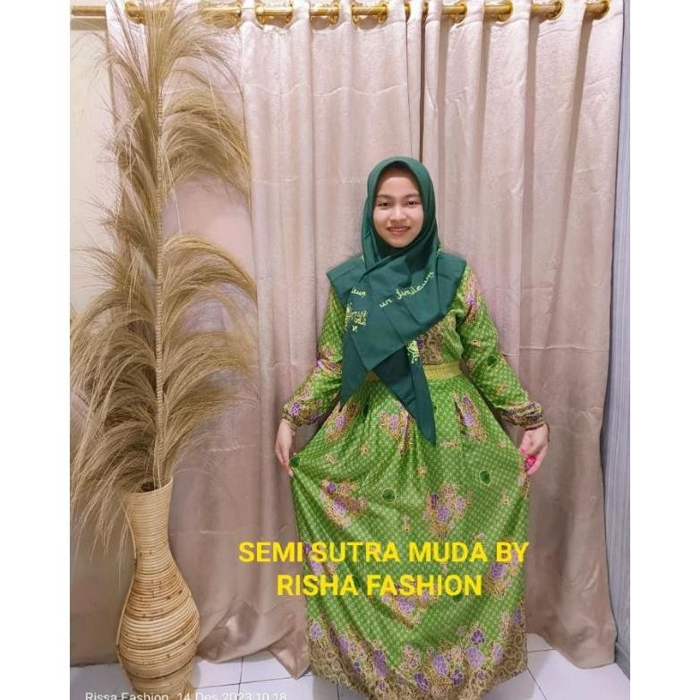 Gamis Muslimat NU Semi Sutra Warna Hijau Muda Seragam NU Hijau Muda terbaru Fashion muslim fashion w