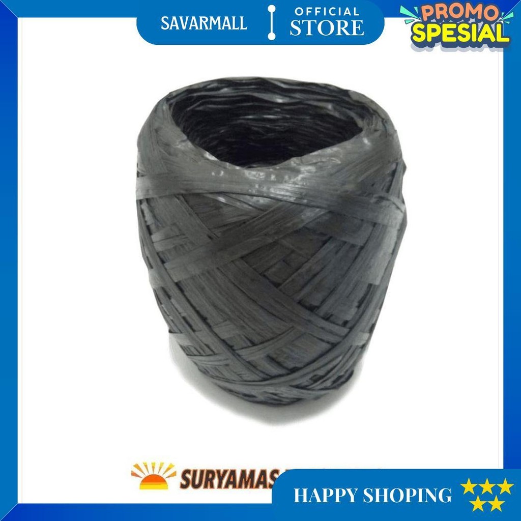 

Tali Rafia Gulungan Besar 1Kg Full Tali Plastik Warna Hitam Terlaris