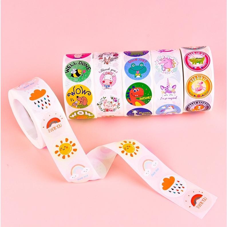 

Stiker Roll Reward Isi 500 Pcs Bulat Anak Ucapan Motivasi Hiasan Animal Hewan Unicorn Lucu Thank You New