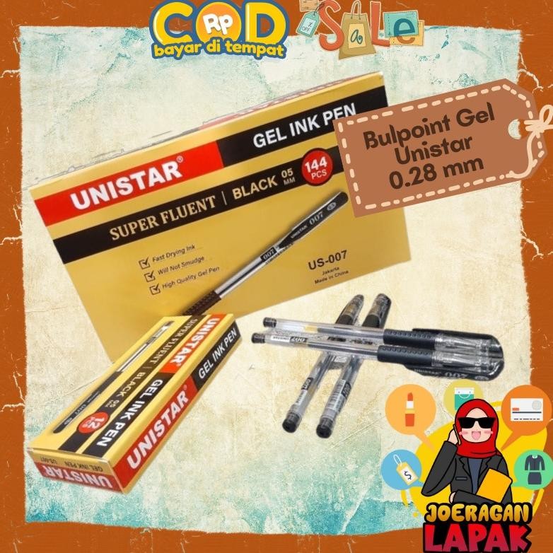 

JoeraganlapakPena Tinta Gel Satuan Per Biji 0.5Mm Unistar 007 Hitam Pen Bulpoint Pulpen Bulpen 12Pcs Lebih Murah Grosir Pack Baru
