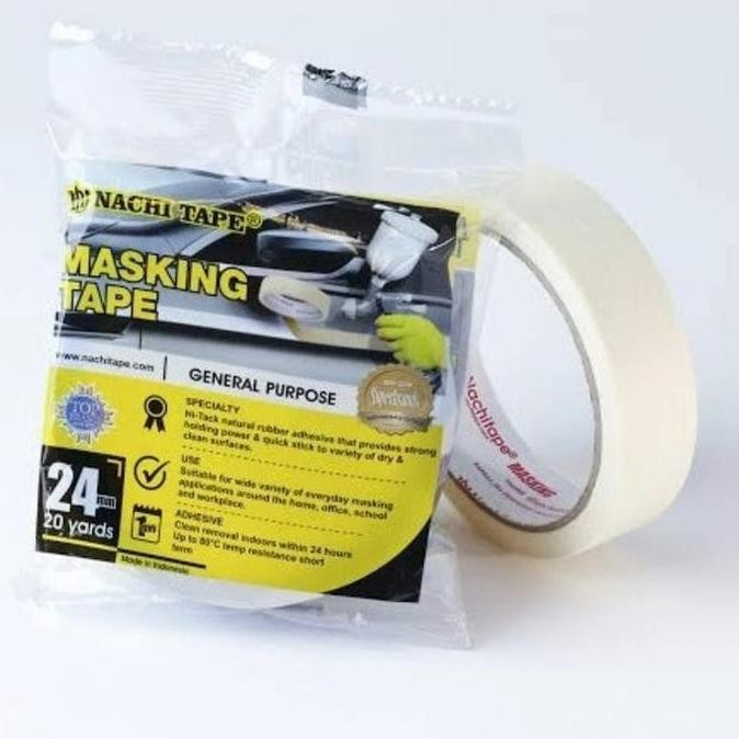 

1 Dus/96Roll Nachi Masking Tape Isolasi Kertas 1 Inch (24Mm) X 20Yard Co