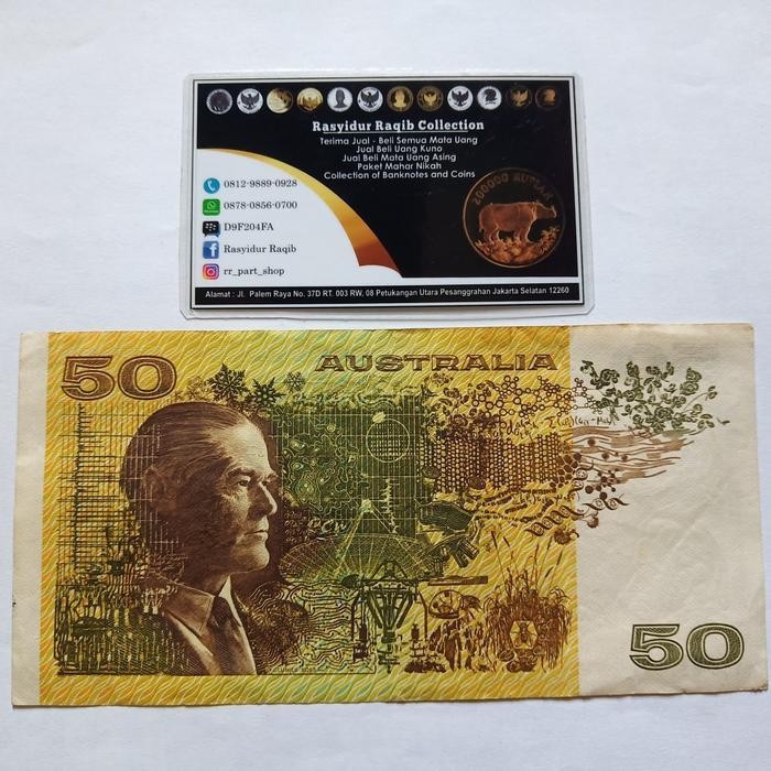 Uang Kuno 50 Dollar Aud Australia Tahun 1975 Grade Xf Original Dan Terpercaya