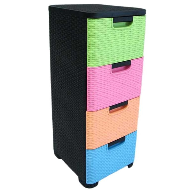 Lemari Laci Plastik Trivia Susun 4 Dan 5 Motif Rotan Sorokan Tarik Dorong Box Container Box Terlaris