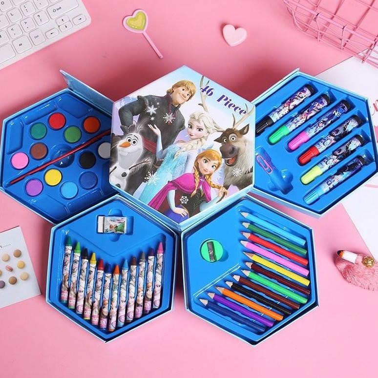 

Crayon Set Isi 46 Pcs Alat Mewarnai Menulis Menggambar Segi 6 Spidol Krayon Putar Cat Air Kuas Best Seller