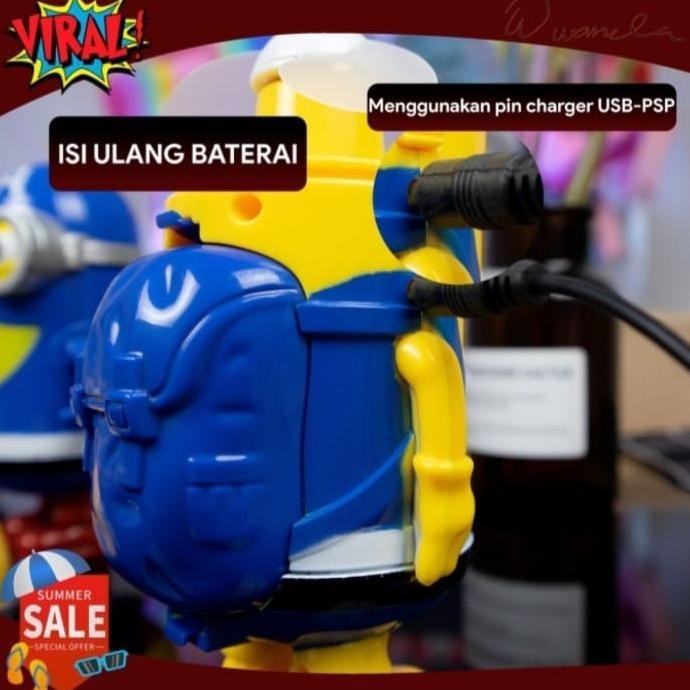 Joeraganlapak Cartoon Spray Fan Kipas Water Minion Lucu Genggam Mainan Anak Air Tangki Ac Mini Gengg