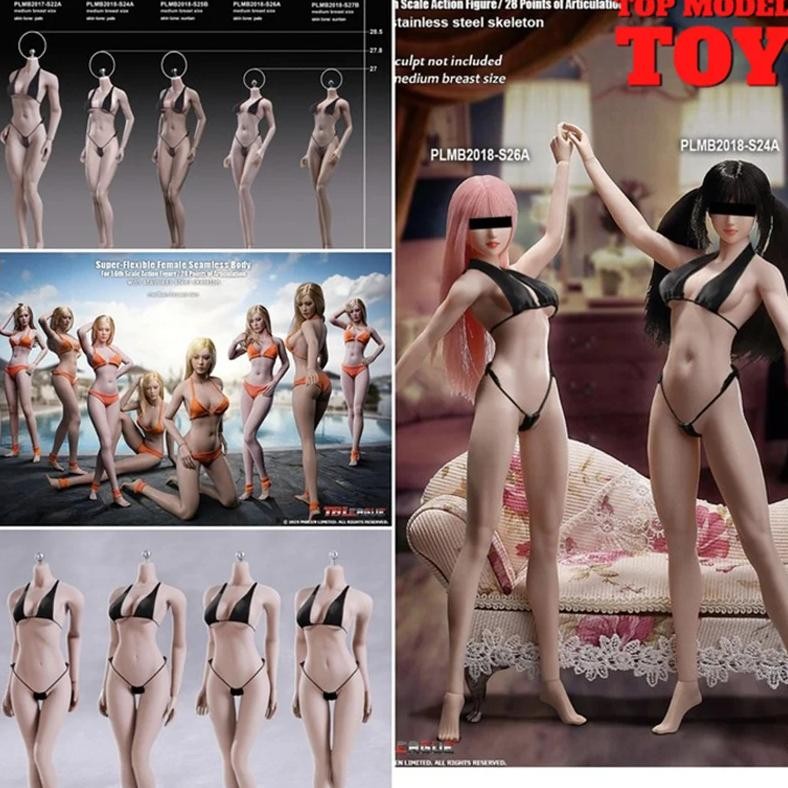 Tbleague Phicen 1/6 Female Super-Flexible Body Doll No Head Suntan/Pale Skin Small/Middle/Large Brea