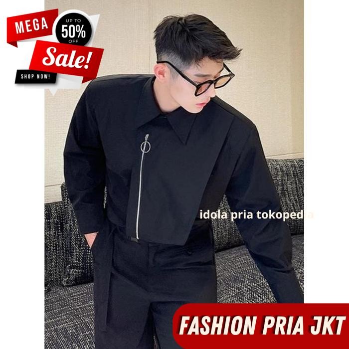 KEMEJA PRIA DOUBLE LAYERS ZIPPER RING / KEMEJA PRIA DOUBLE LAYERS ZIPPER RING BAHAN BERKUALITAS 