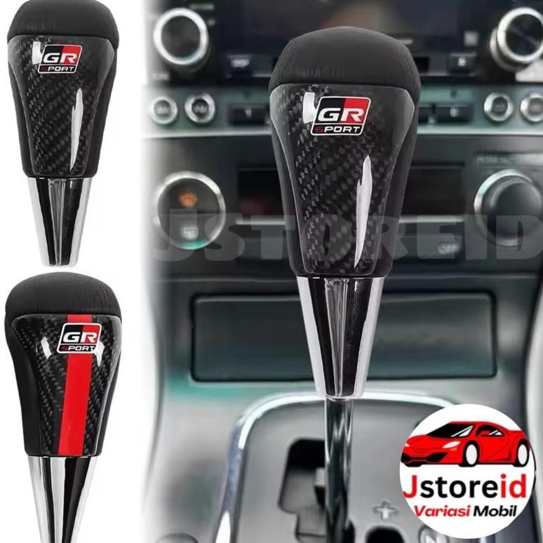 Knob Persneling Tuas Gigi TRD Karbon Kayu Silver MATIC untuk Toyota Innova, Rush, Avanza, Yaris, Alp